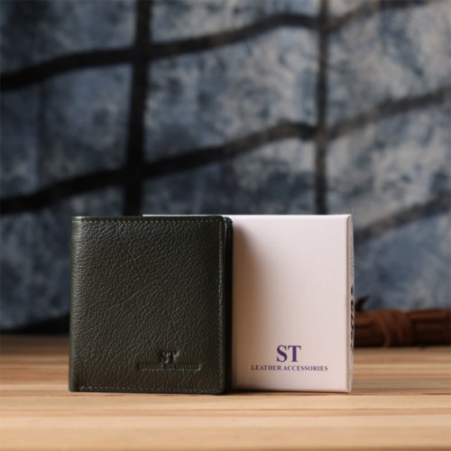Гаманець ST Leather З натуральної шкіри Зелений (23093)