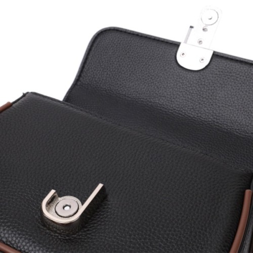 Сумка Vintage Шкіряна напівкругла з магнітом-застібкою для жінок Чорна (22441)