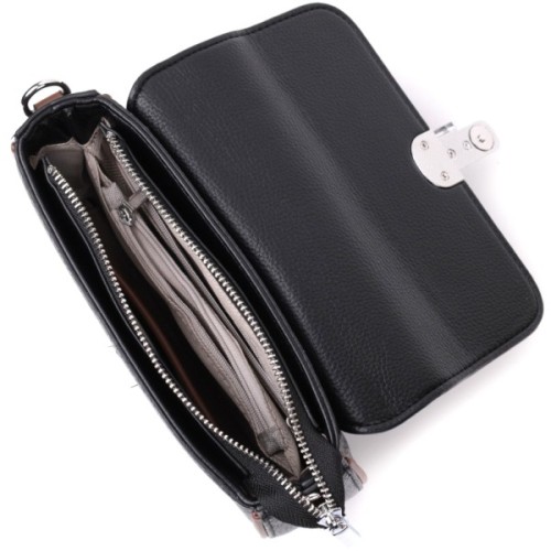 Сумка Vintage Шкіряна напівкругла з магнітом-застібкою для жінок Чорна (22441)