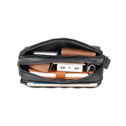 Сумка Vintage З натуральної шкіри зерниста Чорна (14548)