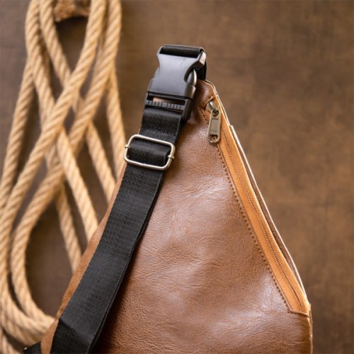 Сумка Vintage Слінг шкірозамінник Світло-коричнева (20567)