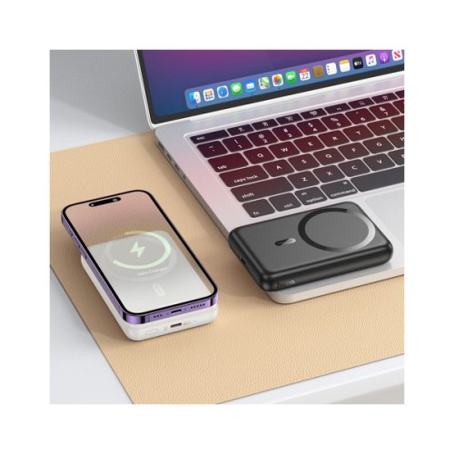 Батарея універсальна HOCO 10000mAh Grace PD/20W Magnetic White (J141 / 714985)