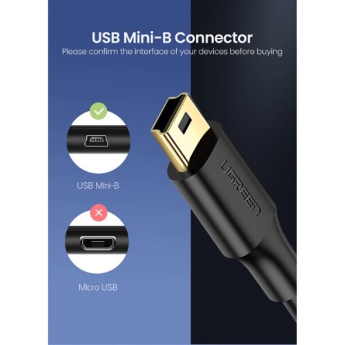 Дата кабель USB 2.0 AM to Mini 5P 2.0m US132 black Ugreen (30472)