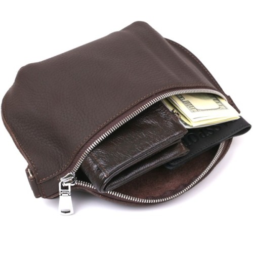 Сумка Shvigel Шкіряна матова бананка Коричнева (16381)