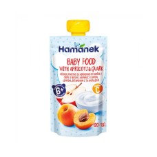 Дитяче пюре Hamanek Яблуко Абрикос Сир, 120 г (8595139783921)