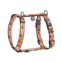 Шлея для собак WAUDOG H-подібна анатомічна Nylon з QR адресником "Авокадо на рожевому" пластиковий фастекс S (343-4051)