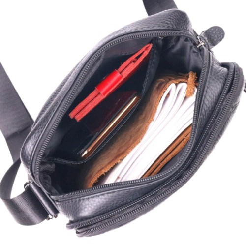 Сумка Vintage Чоловіча з натуральної шкіри Чорна (21291)