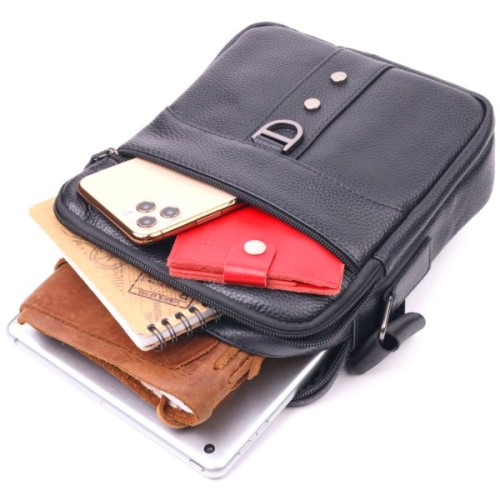 Сумка Vintage Чоловіча з натуральної шкіри Чорна (21291)