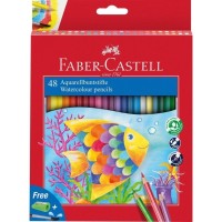Олівці кольорові Faber-Castell акварельні,48 кольорів зі стругачкою та пензликом, 114448 (25452)