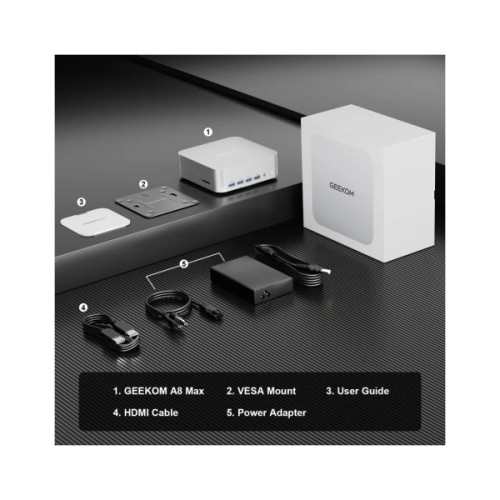 Комп'ютер GEEKOM Mini PC A8 / Ryzen7 8745HS, 32, 1TB, Radeon 780M, W11Pro (GMA8R78745HS-321T-EU)