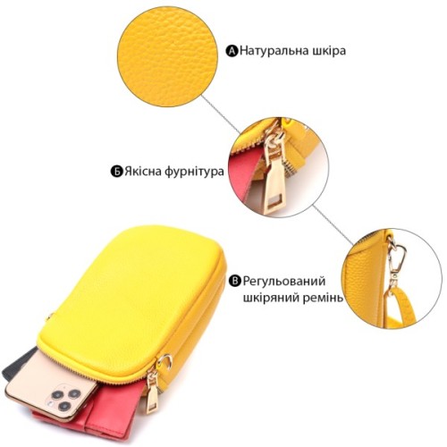 Сумка Vintage Жіноча з м'якої натуральної шкіри Жовта (22342)