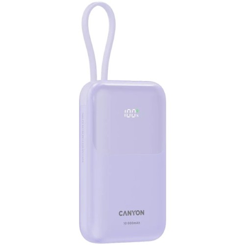 Батарея універсальна Canyon 10000mAh OnPower 101 PD/22.5W built-in cable Purple (CNS-CPB101PU)