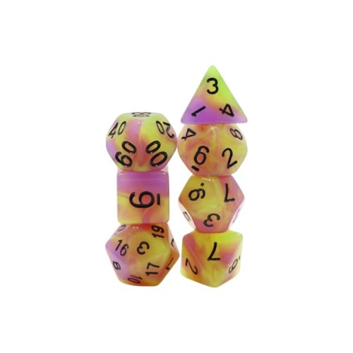 Набір кубиків для настільних ігор Games 7 Days Double Color Glow in the dark 7 Dice Set - Yellow-Pink (g7dglowdc04)