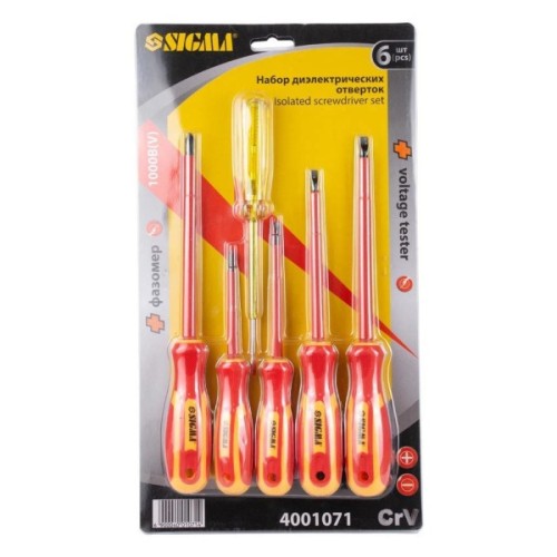 Набір викруток Sigma діелектричних 5шт + викрутка-індикатор 250В CrV (4001071)