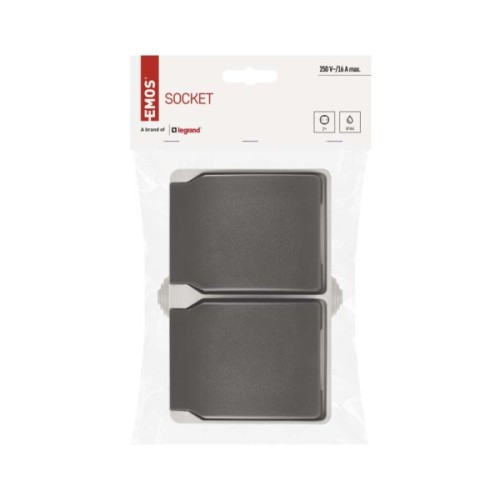 Розетка EMOS 16A 250V IP44 подвійна (A1396.1)