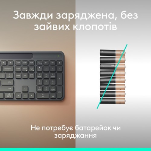 Клавіатура Logitech Slim Solar+ for Business Wireless/Bluetooth Graphite (920-013779)