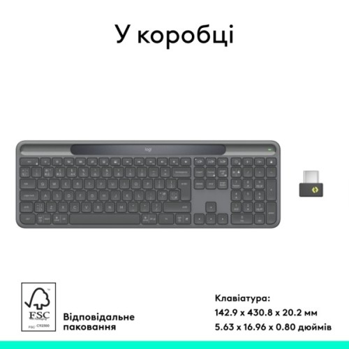 Клавіатура Logitech Slim Solar+ for Business Wireless/Bluetooth Graphite (920-013779)