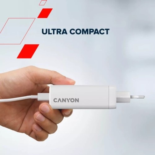 Зарядний пристрій Canyon CU140ACC GaN 150W 3xPD 1xQC EU White (CNS-CUW140ACC)