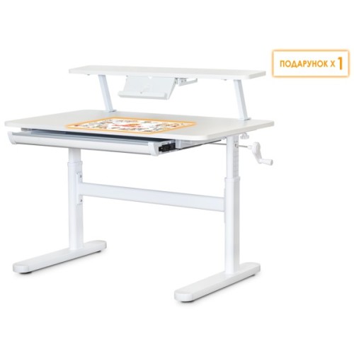 Парта ErgoKids з полицею S50 XL White (TH-210 W + BD-S50 XL)
