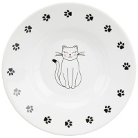 Посуд для котів Trixie Миска керамічна пласка з принтом 200 мл 15 см біла (4057589246516)