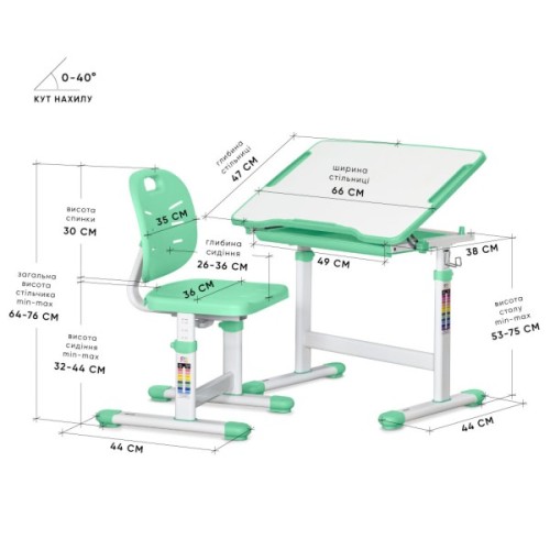 Парта зі стільцем Evo-kids Evo-06 Plus Geen (Evo-06 Plus Z)