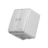 Вимикач Videx BINERA IP65 зовнішній 2кл з підсвічуванням (BINERA IP65 наружный 2кл с подсветкой)