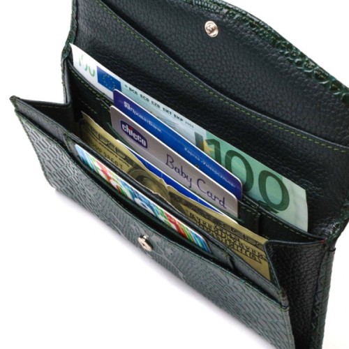 Портмоне Canpellini З натуральної шкіри Зелене (21694)