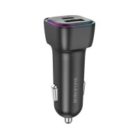 Зарядний пристрій BOROFONE 1xUSB-C PD30W + 1xUSB QC3.0 car adapter black (6941991110818)