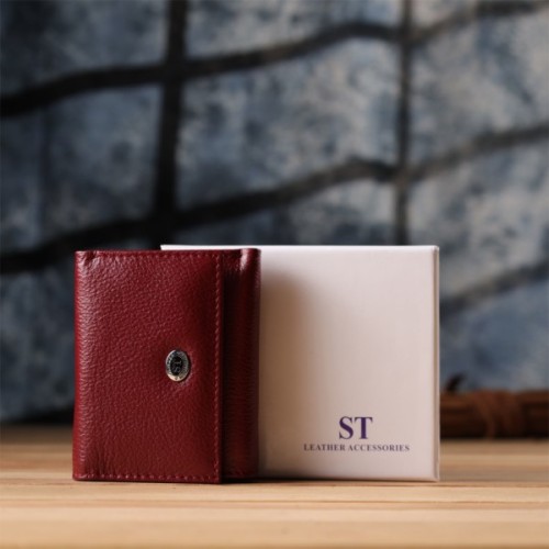 Гаманець ST Leather З натуральної шкіри Бордовий (23082)