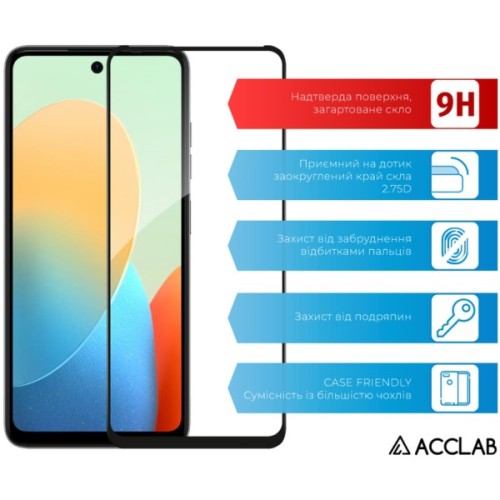 Скло захисне ACCLAB Full Glue Tecno Spark 20C Black (1283126589034)