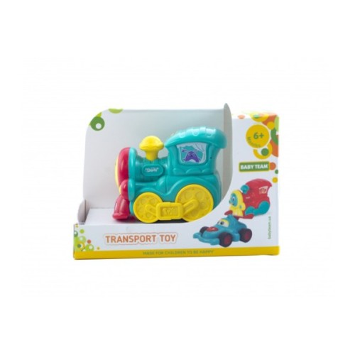 Розвиваюча іграшка Baby Team інерційний поїзд бірюзовий (8620_паровозик_бірюзовий)