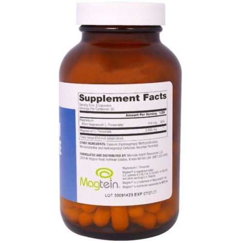 Мінерали Dr. Mercola Магній L-Треонат, Magnesium L-Threonate, 90 капсул (MCL-01778)