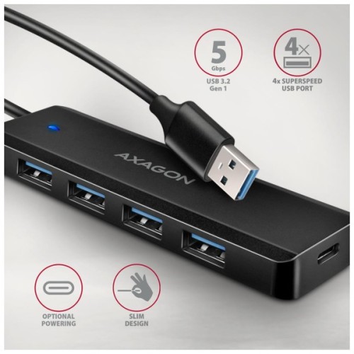 Концентратор AXAGON USB 3.1 to 4xUSB 3.0 black (HUE-C1A)