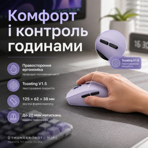 Мишка Thunderobot ML6Pro Nearlink Tri-mode Purple (6932066321154)