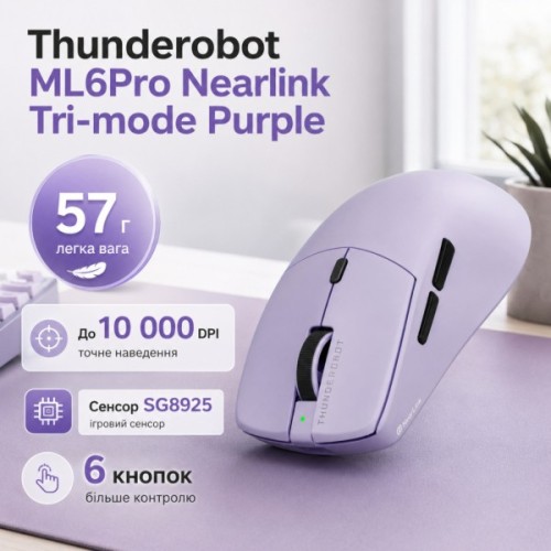 Мишка Thunderobot ML6Pro Nearlink Tri-mode Purple (6932066321154)
