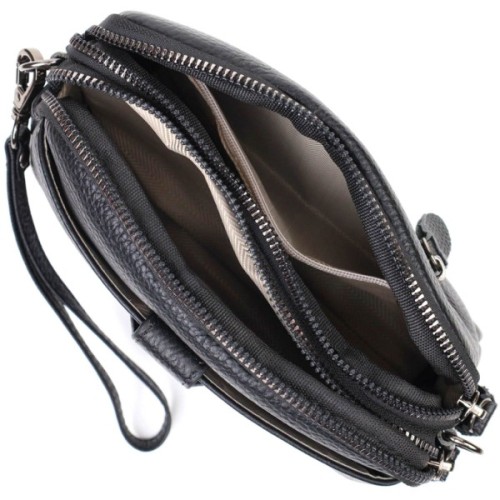 Сумка Vintage Клатч з натуральної шкіри Чорна (22086)