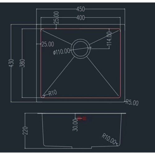 Мийка кухонна GRANADO Under top STEEL S201 black (GS08201B)
