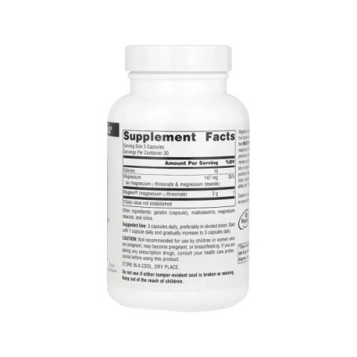 Мінерали Source Naturals Магній L-треонат, Magtein, Magnesium L-Threonate, 90 капсул (SNS-02485)
