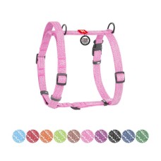 Шлея для собак WAUDOG Н-подібна Re-cotton з QR паспортом, світловідбивна S рожева (25917)