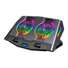Підставка до ноутбука IceCoorel 10-18", 2*125mm 1400 RPM, 2*USB, + LCD display, 461x298x52mm, RGB (N10)