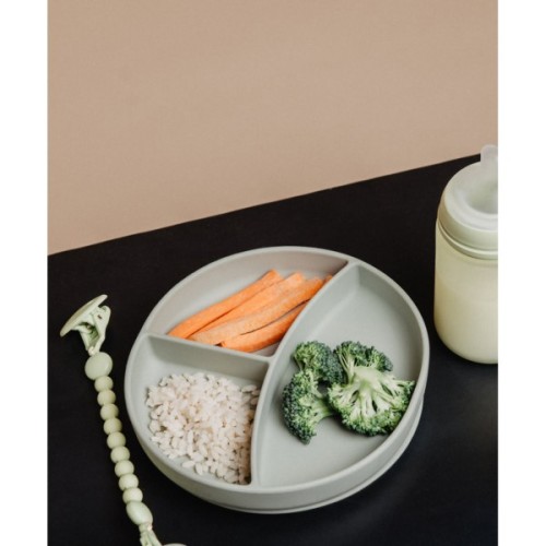 Тарілка дитяча Suavinex Colour Essence силіконова для вводу прикорму на 3 секції, +6 міс. зелена (402915)