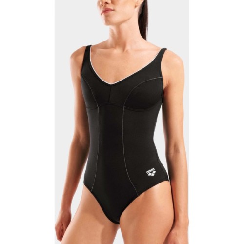 Купальник Arena Clip Back Swimsuit Solid B 010651-510 чорний, білий 38 (3468337746331)