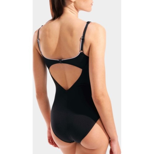 Купальник Arena Clip Back Swimsuit Solid B 010651-510 чорний, білий 38 (3468337746331)