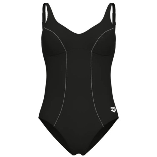 Купальник Arena Clip Back Swimsuit Solid B 010651-510 чорний, білий 38 (3468337746331)