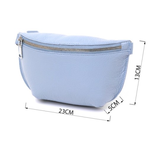 Сумка Shvigel Шкіряна бананка Блакитна (16374)