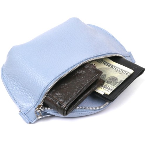 Сумка Shvigel Шкіряна бананка Блакитна (16374)