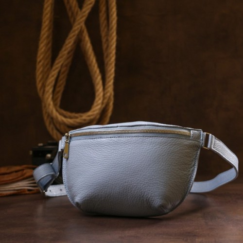 Сумка Shvigel Шкіряна бананка Блакитна (16374)