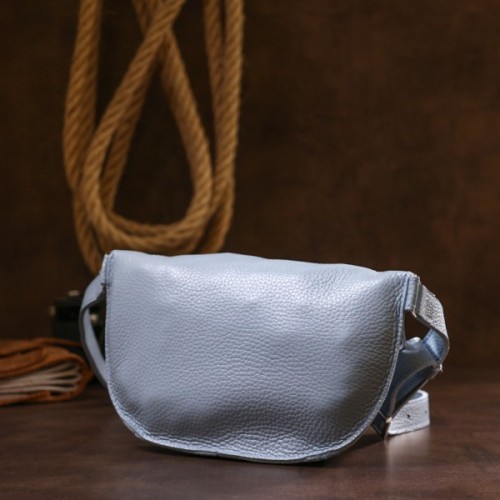 Сумка Shvigel Шкіряна бананка Блакитна (16374)