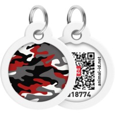 Адресник для тварин WAUDOG Smart ID з QR паспортом "Камо сірий", круг 30 мм (230-0215)