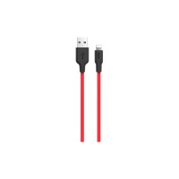 Дата кабель USB 2.0 AM to Lightning 1.0m 2A silicone X21 black+red HOCO (6957531071372)